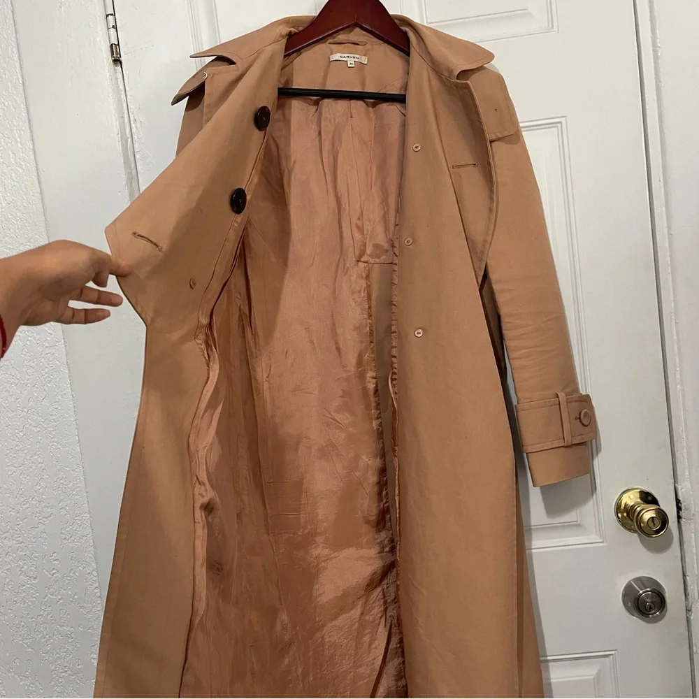 Carven Tan Hooded Trench‎ Coat Size 34 USA XS